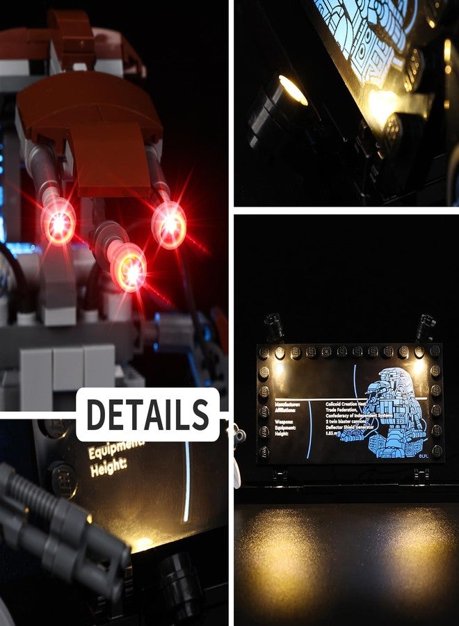 Kyglaring طقم إضاءة LED من Kyglaring متوافق مع مكعبات بناء Lego Droideka 75381، ملحقات إضاءة مطورة لمجموعة نموذج 75381، مصابيح فقط (النموذج غير متضمن)، إصدار حامل - Image 4